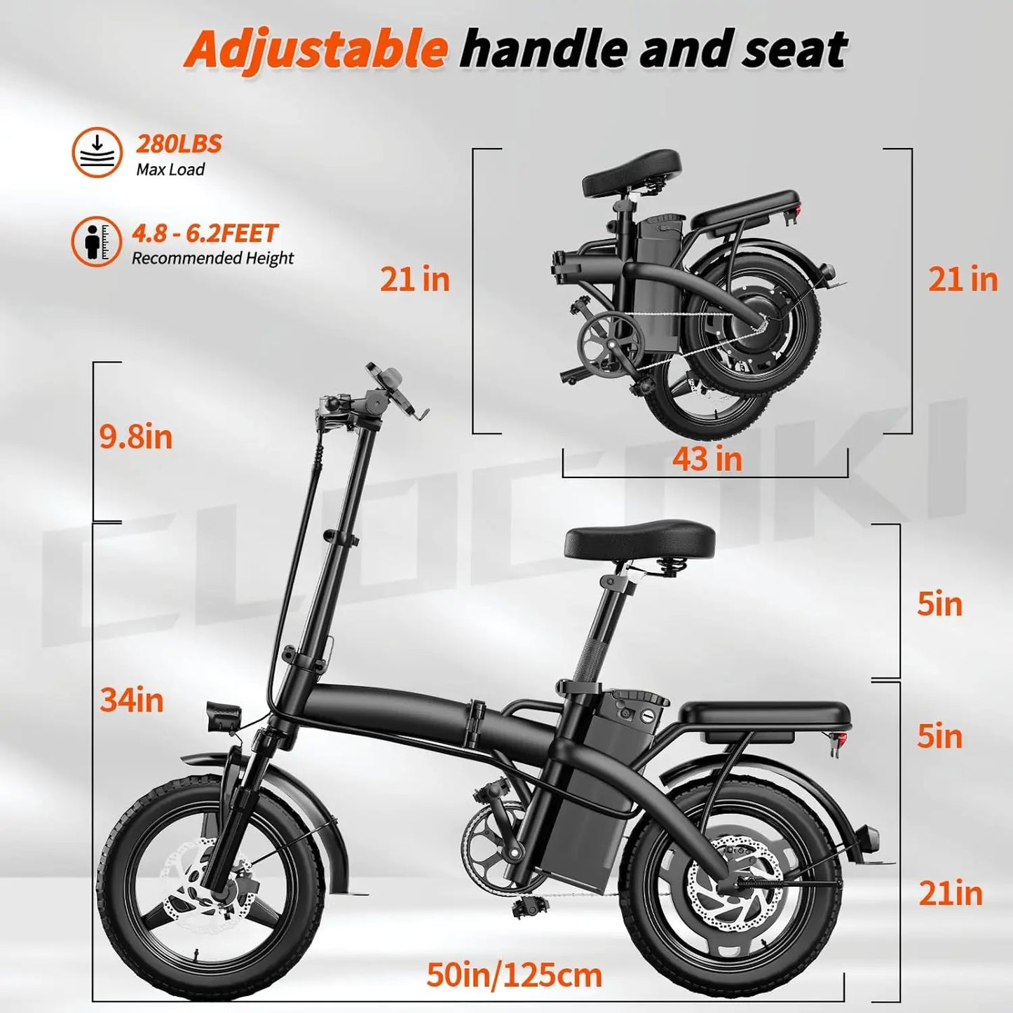 Folding Electric Bike For Adults 500W 25 MPH Removable 576Wh Battery