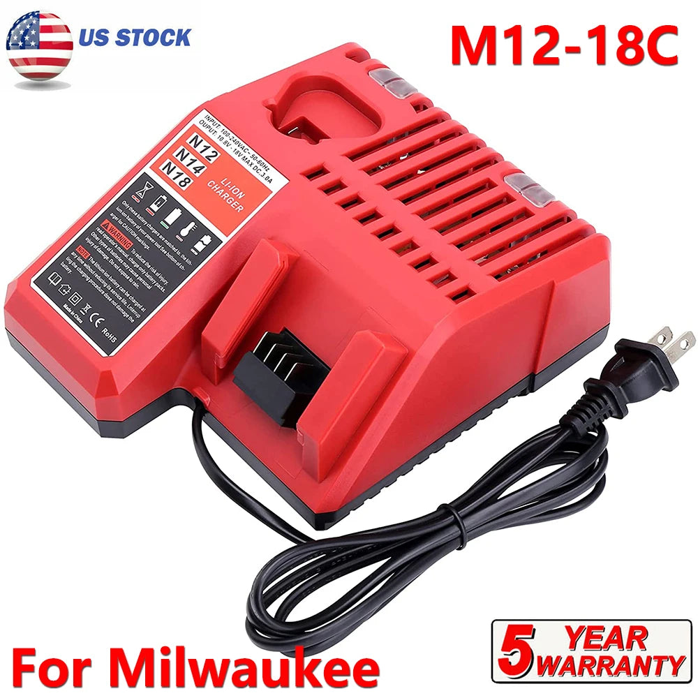 Vanon Replacement Charger for Milwaukee 12V-18V M12-18C MK12 M14 MK18 Lithium Battery 48-11-2420 48-11-2440 48-11-1820 48-11-184