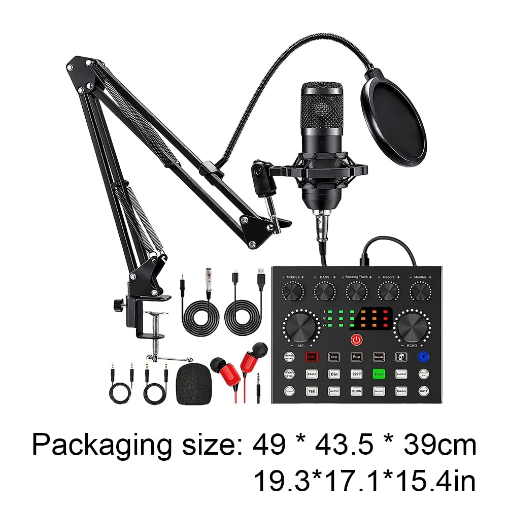 Podcast Equipment Bundle with Voice Changer and BM-800 Microphone Podcast Microphone Bundle for Live Streaming Singing Gaming