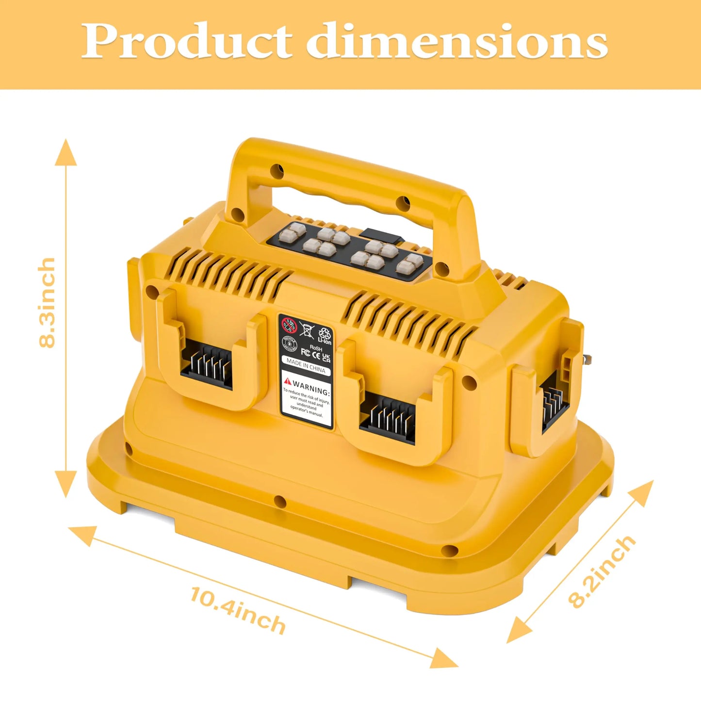 Upgrade 6-Ports Rapid Battery Charger Station,Simultaneous Charging for Dewalt 20V/60V Battery DCB200 DCB205 DCB606 DCB609
