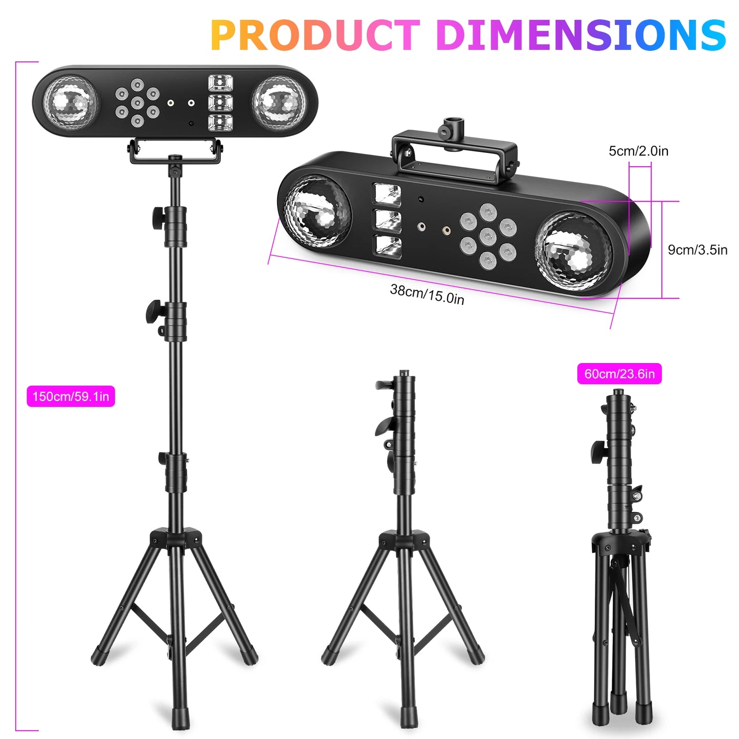 U'King Mini 5IN1 Bracket Effect Light Remote Control Mobile Stage Light Sound Control Strobe Magic Ball Light for DJ Show Party