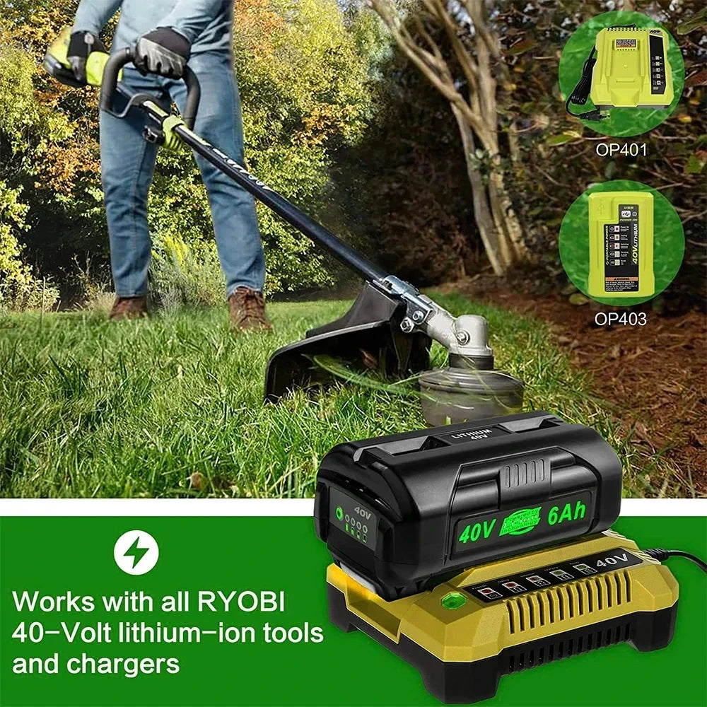 40V 6.0/8.0Ah OP4040 Battery pin with OP401 charger for Ryobi Series Wireless Power Tools OP4026 OP4030 OP4050 OP4060A OP40201