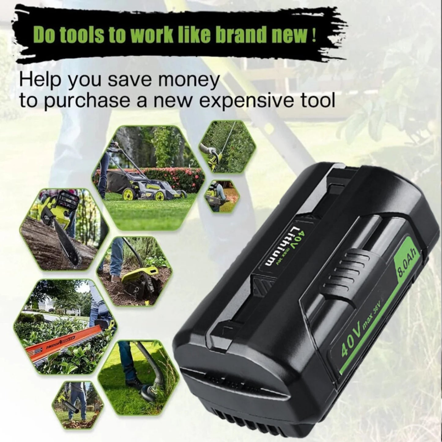 40V 6.0/8.0Ah OP4040 Battery pin with OP401 charger for Ryobi Series Wireless Power Tools OP4026 OP4030 OP4050 OP4060A OP40201