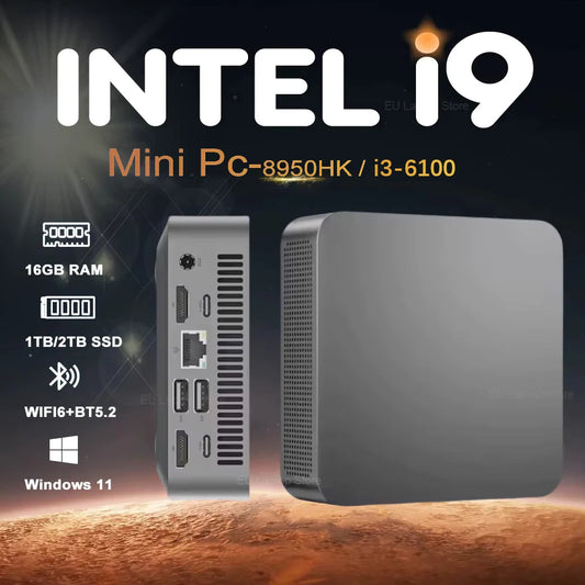2026 Portable i9 Mini PC Computer Windows 11 Intel Core i9 8950HK 16GB 1TB Gaming Computer Dual-Band WiFi 6-Core Mini Desktop PC