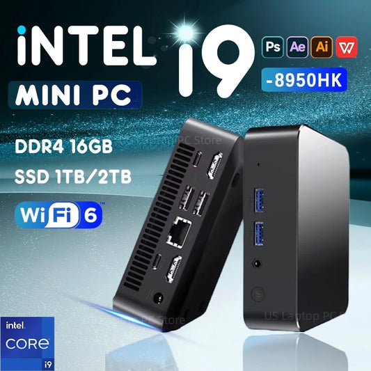 2026 Intel Core i9 8950HK i3-6100 Mini PC Computer 16GB 1TB 2TB 4K Windows 11 Gaming Computer WiFi6 USB Portable Mini Desktop PC