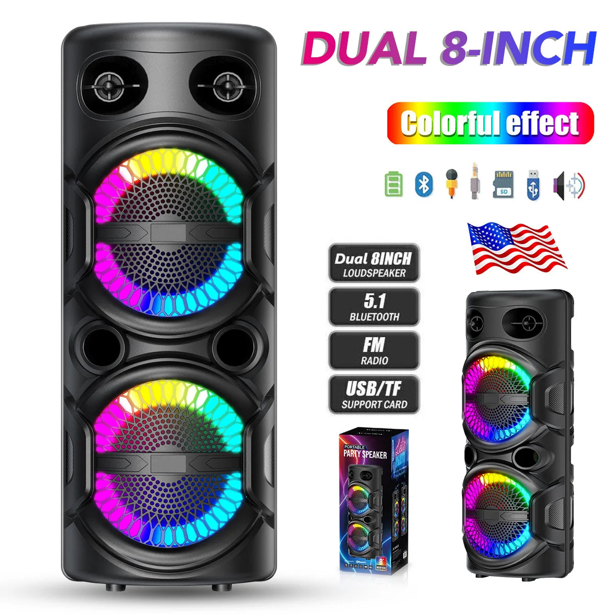 CURUK 3000W Portable Bluetooth Speaker Subwoofer System