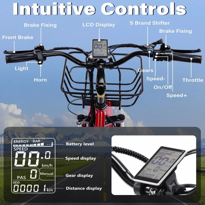 48V500WElectric Tricycle for Adults Brushless Motor Folding Trike Ebike Folding E-Tricycle with Large Basket and Lithium Battery