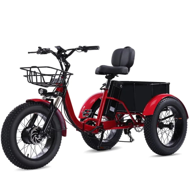 PEAK 1000W Foldable Electric Trike for Adults 50-Mile Range 48V 15AH Removable Battery&7-Speed Gearing 20"X4.4"Fat Tire Tricycle