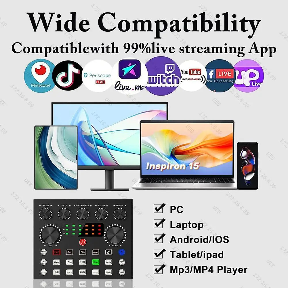 Professional Podcast Microphone SoundCard Kit for PC Smartphone Laptop Computer Vlog Recording Live Streaming YouTube