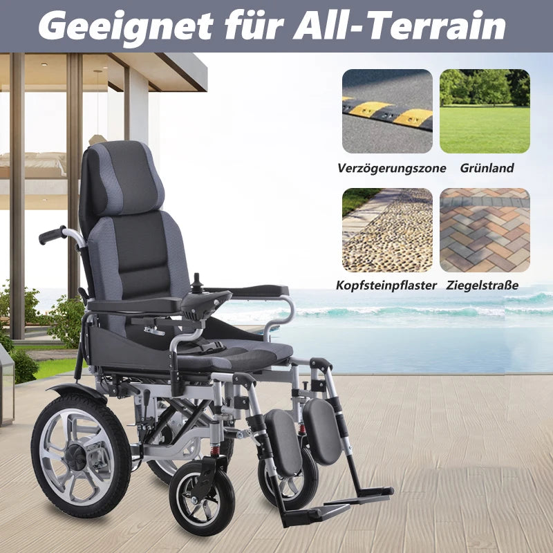 500W Electric Wheelchair 20AH Foldable, Reclining Tilt Design 150KG Weight Capacity 22KM Range Ergonomic Design