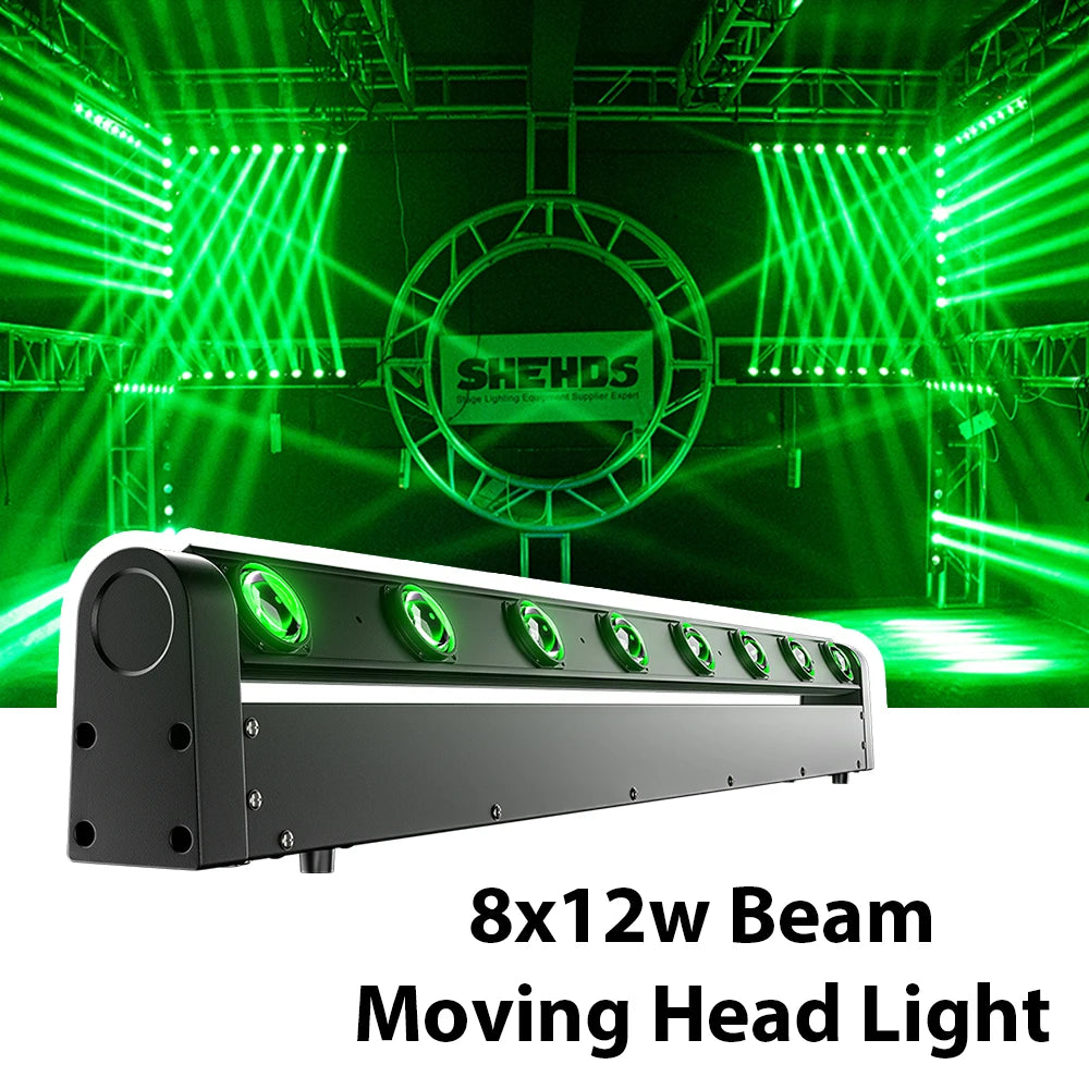 SHEHDS 8x12w Beam Moving Head RGBW 4in1 Bar Light For DJ Disco Wedding Party Stage Light Effect Professional DMX 512 Stage Light
