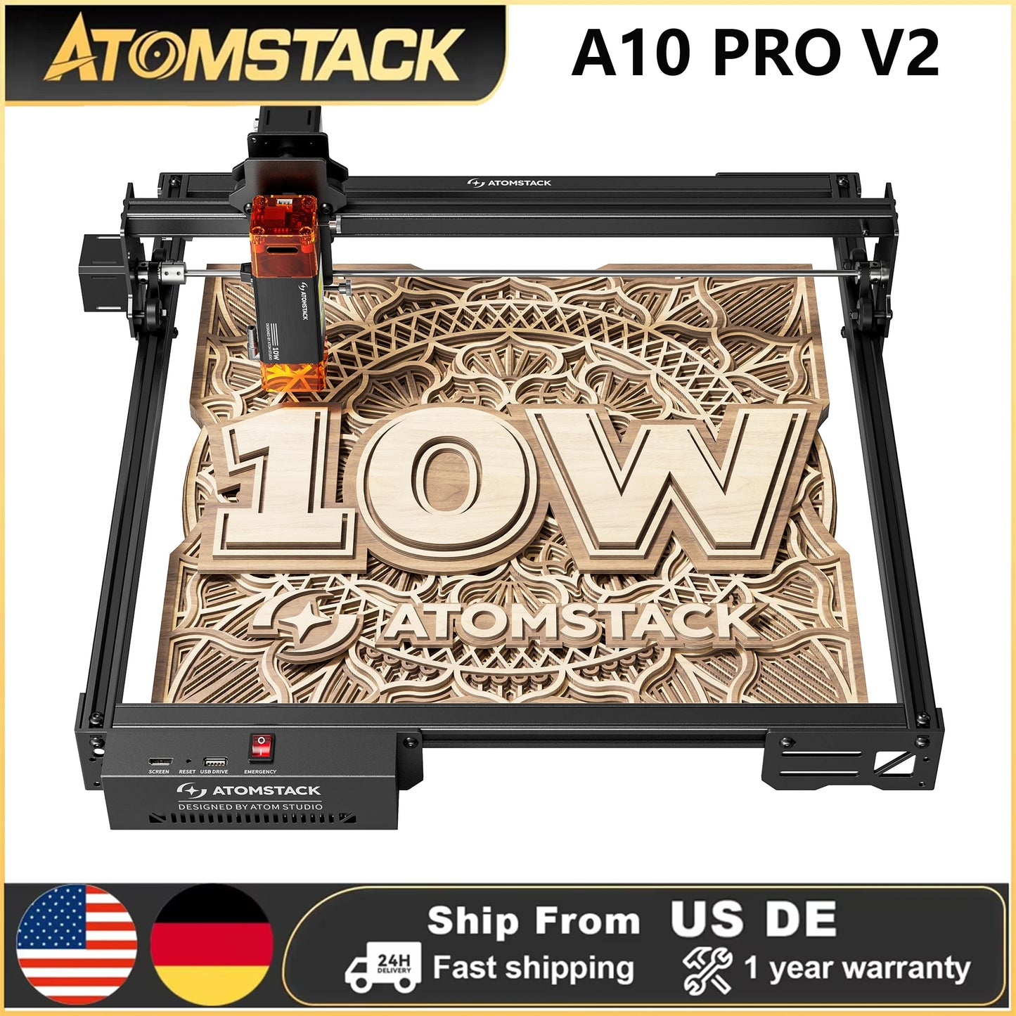 Atomstack A20 Pro V2 Laser Engraver machine Machine 20W Quad-Laser  Cutter Metal Arcylic Wood Glass 400*365mm