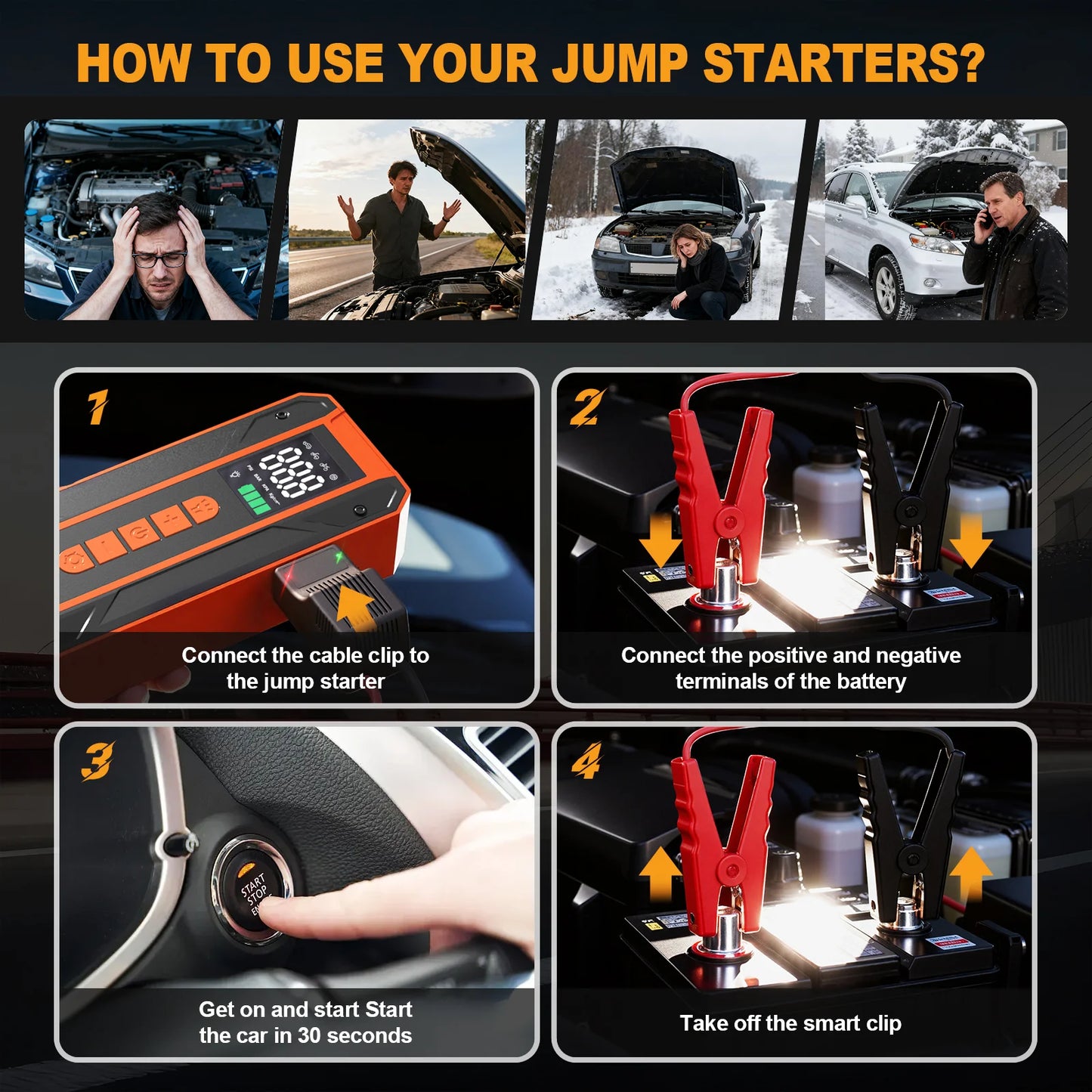 SBAOH 3000A Jump Starter And 150 PSI Cordless Air Pump