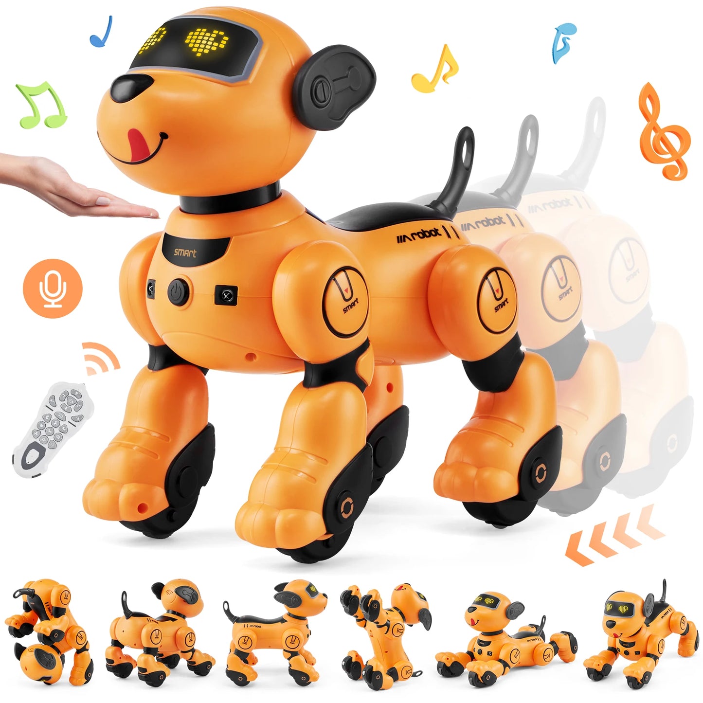 SucceBuy Remote Control Robot Dog Toy Dog Programmable Smart Interactive Robotic Pet for Kids Singing Dancing RC Stunt Toy