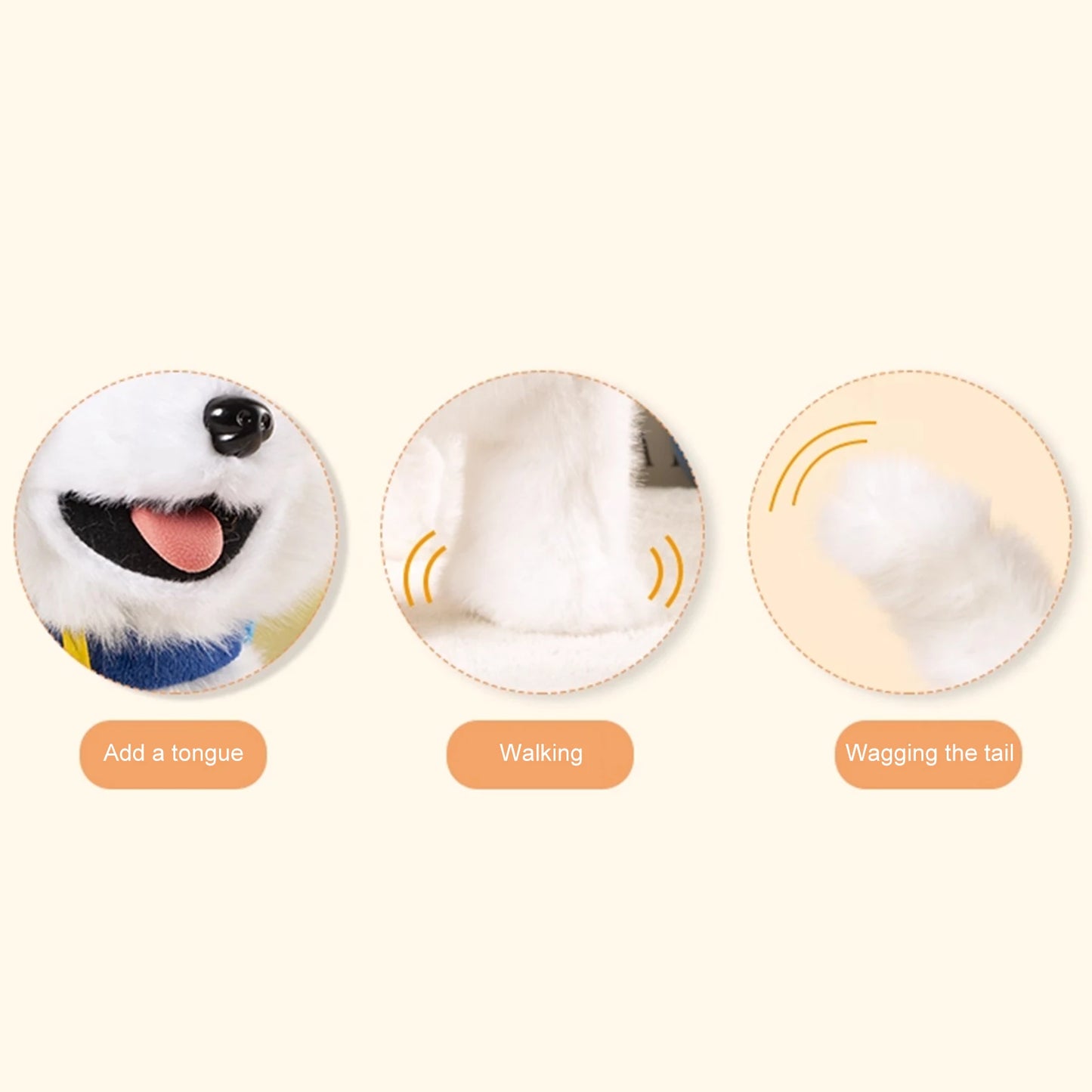 Leash Electric Walking Dog Toy Lifelike Interactive Plush Animal Toy- Licking Motion,Voice Mimicking,Remote Control for Age 4 Up