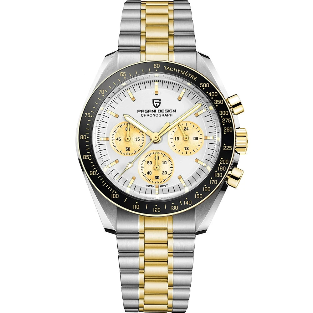 PAGANI DESIGN 2026 New Moon Watch Retro Quartz Watches For Men Stainless steel Luminous waterproof Luxury Sport Chronograph Man