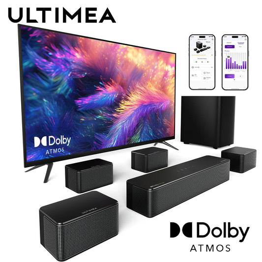 ULTIMEA Poseidon D80 7.1 Surround Soundbar with Dolby Atmos, Wireless Subwoofer&4 Speakers, Home Theater System with APP Control