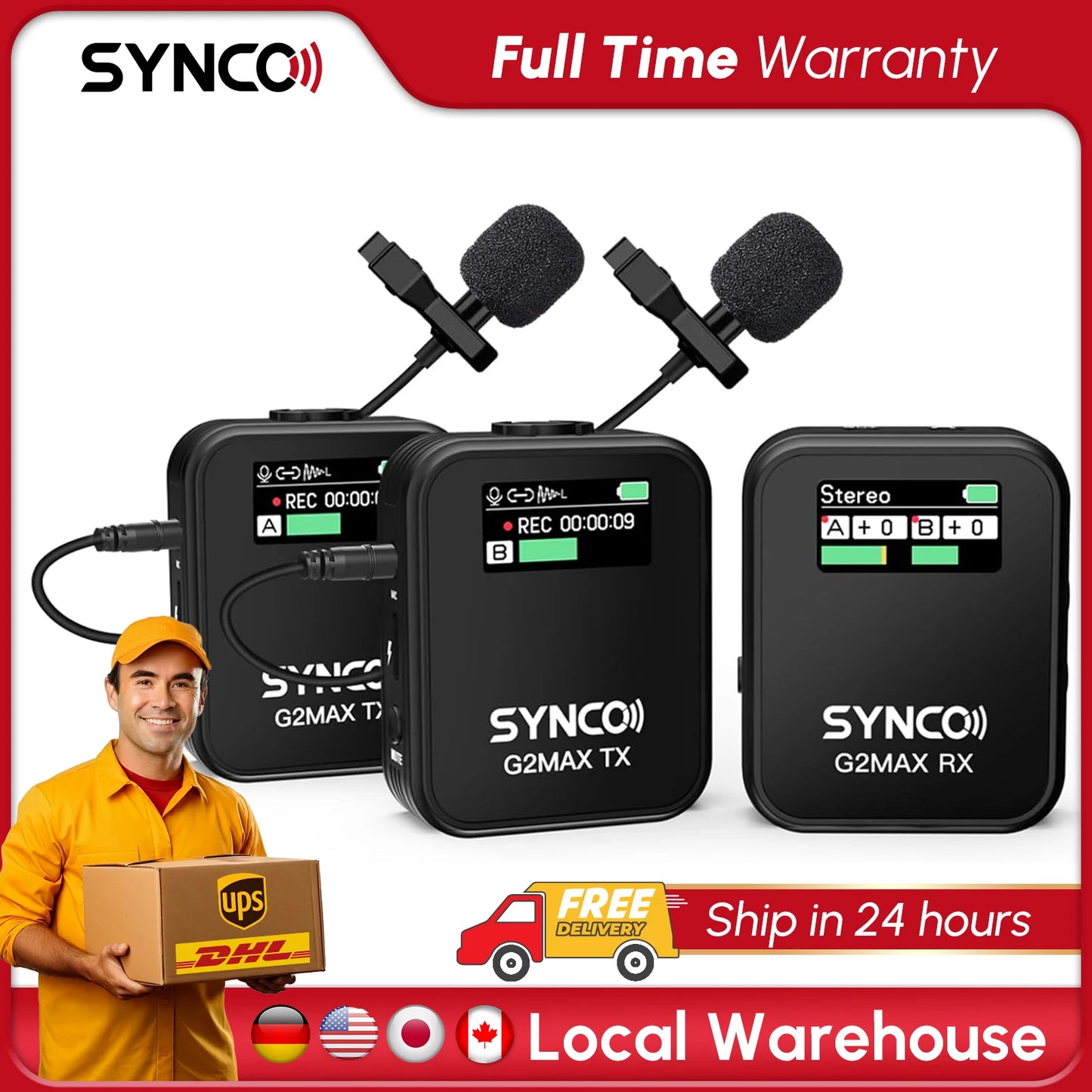 SYNCO Wireless Lavalier Microphone, G2(A2) MAX 2.4G Dual Transmitter Recording 200m 8H for Online Class Vlog Stream YouTube