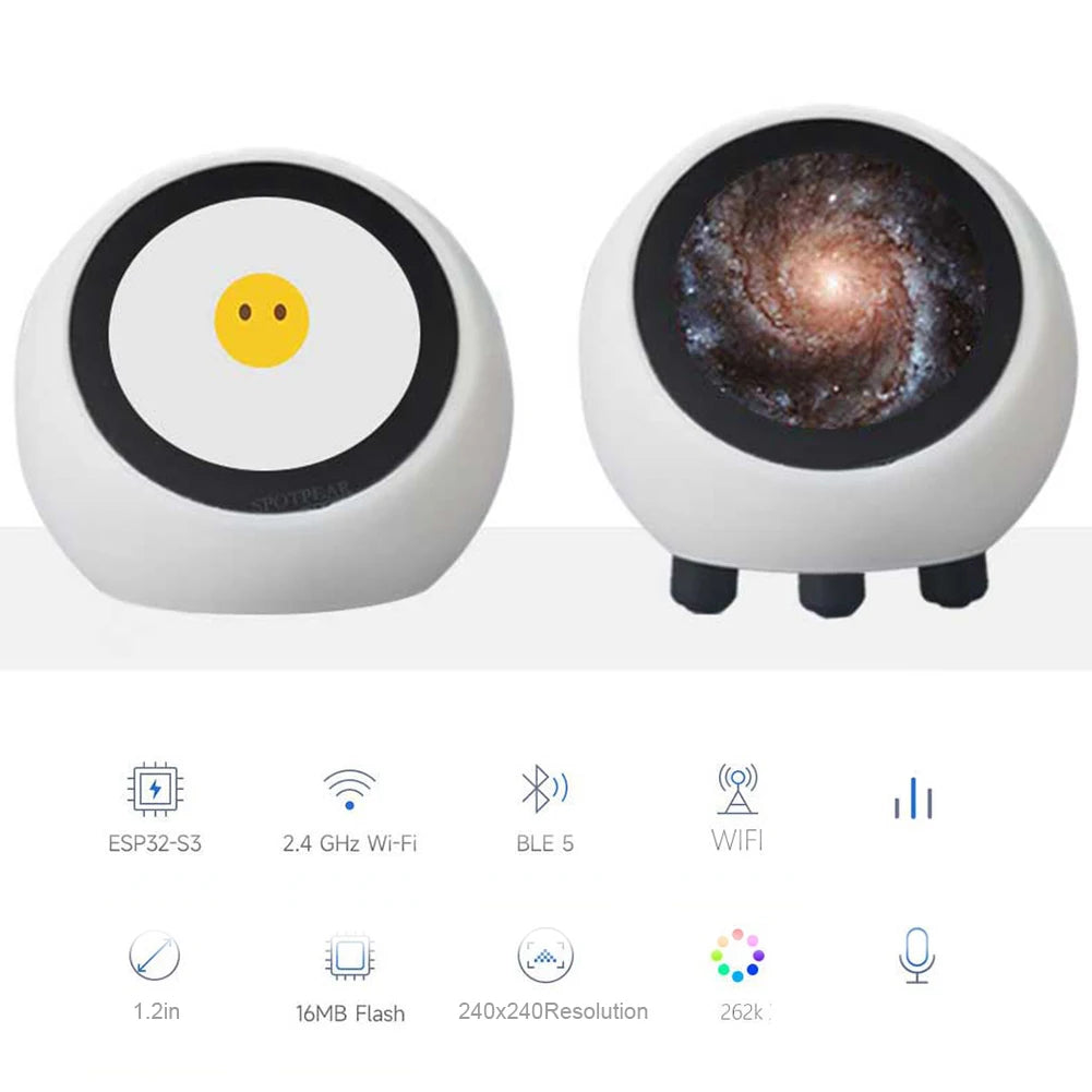 Smart Desktop Robot Multi-Function Mini Robot Tabletop Ornaments LCD Display Smart Assistant Robot 1.28in for Home Office