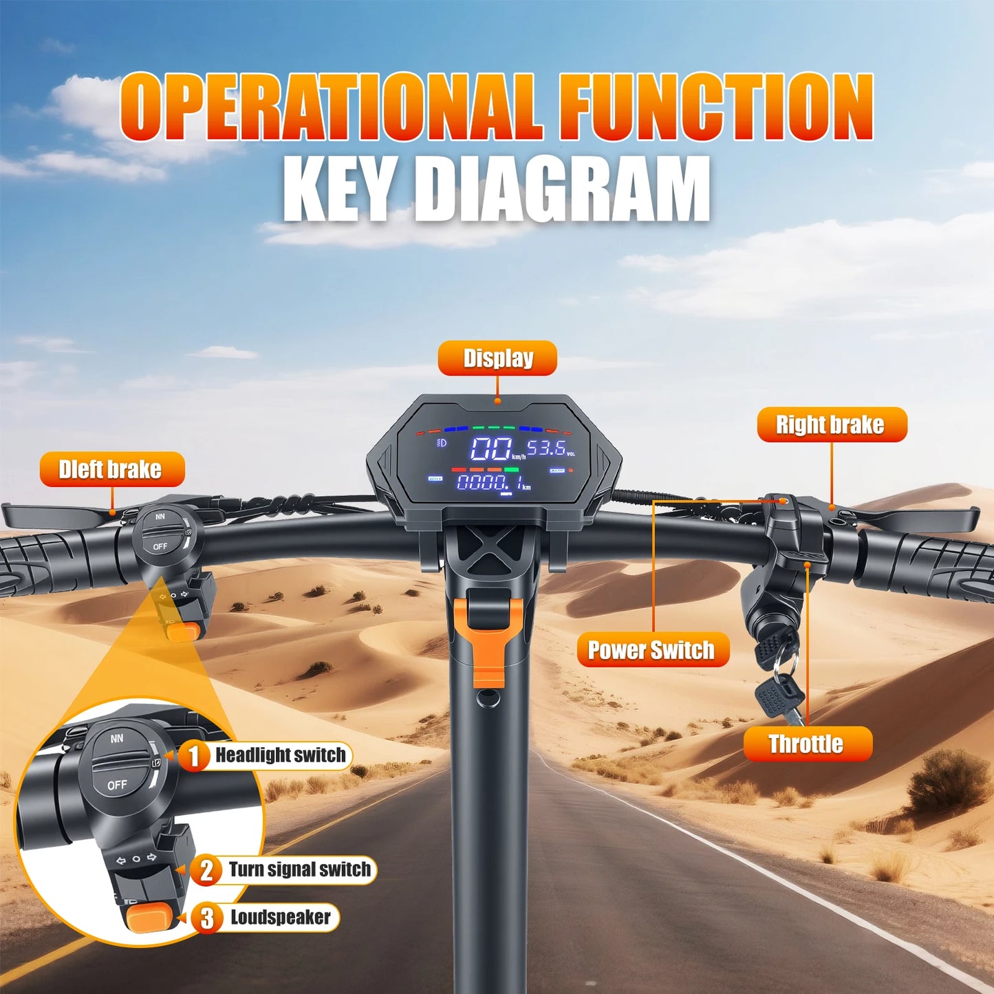 Folding Electric Scooter 1200W With Suspension Up To 40 Mph
