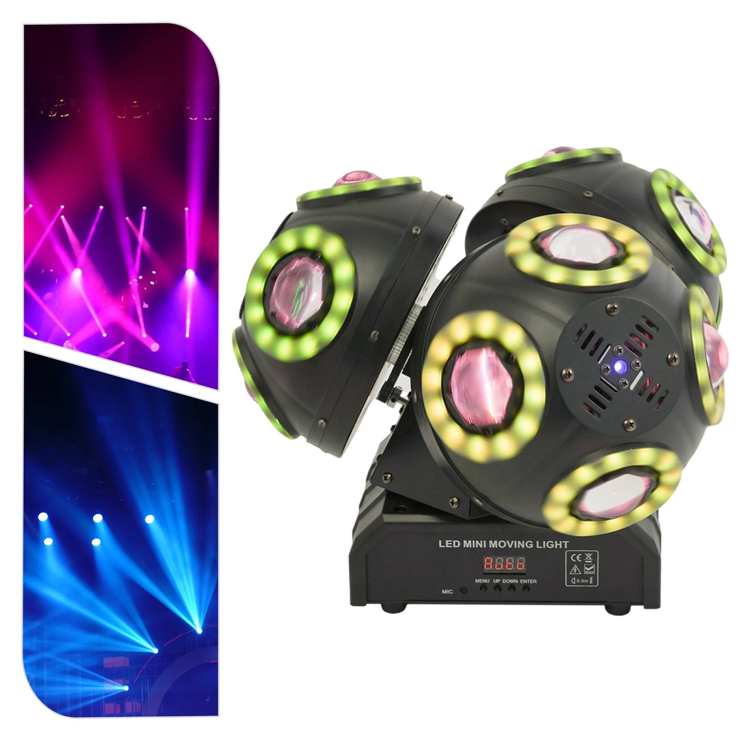200w Stage Light, 3in1 Football Light Rgb Moving Head Stage Lights Party Stage Lighting 360° Infinite Rotation Beam Strobe Dj LE
