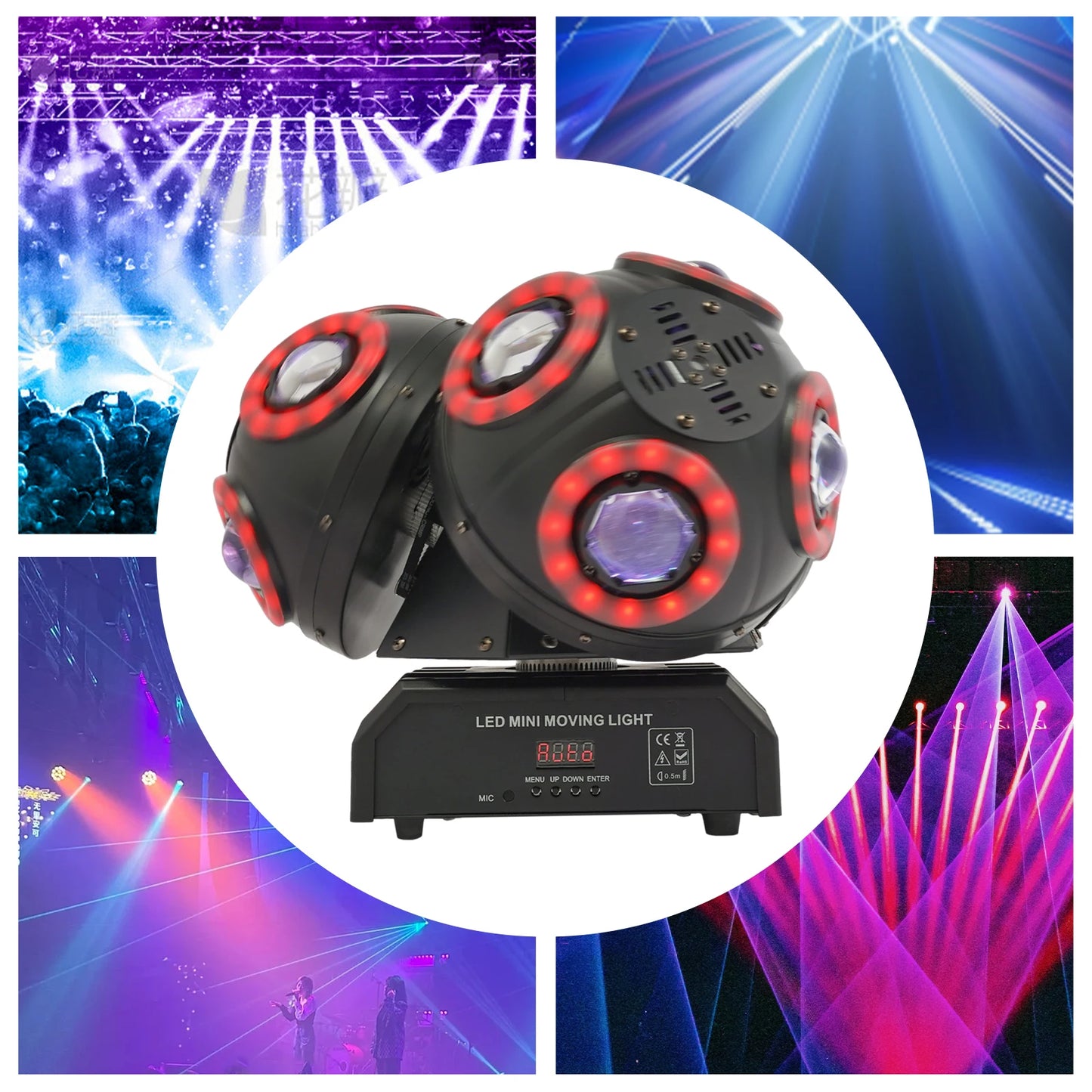 200w Stage Light, 3in1 Football Light Rgb Moving Head Stage Lights Party Stage Lighting 360° Infinite Rotation Beam Strobe Dj LE