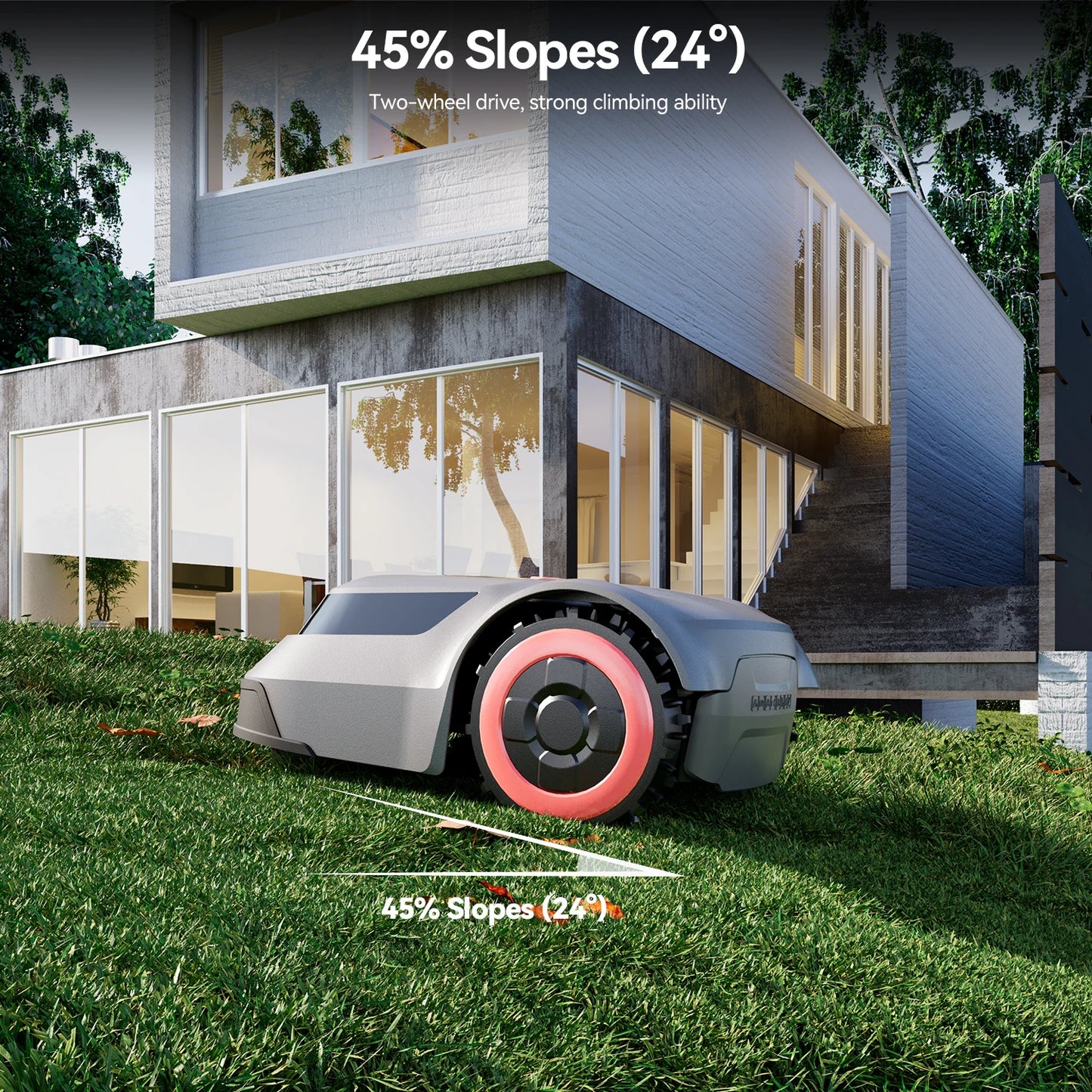 C-TOF Robot Lawn Mower Redkey MGC1000 Lawn Mower Robot Cable Break Detection Climbing Capacity 45% App Control Mowing Robot