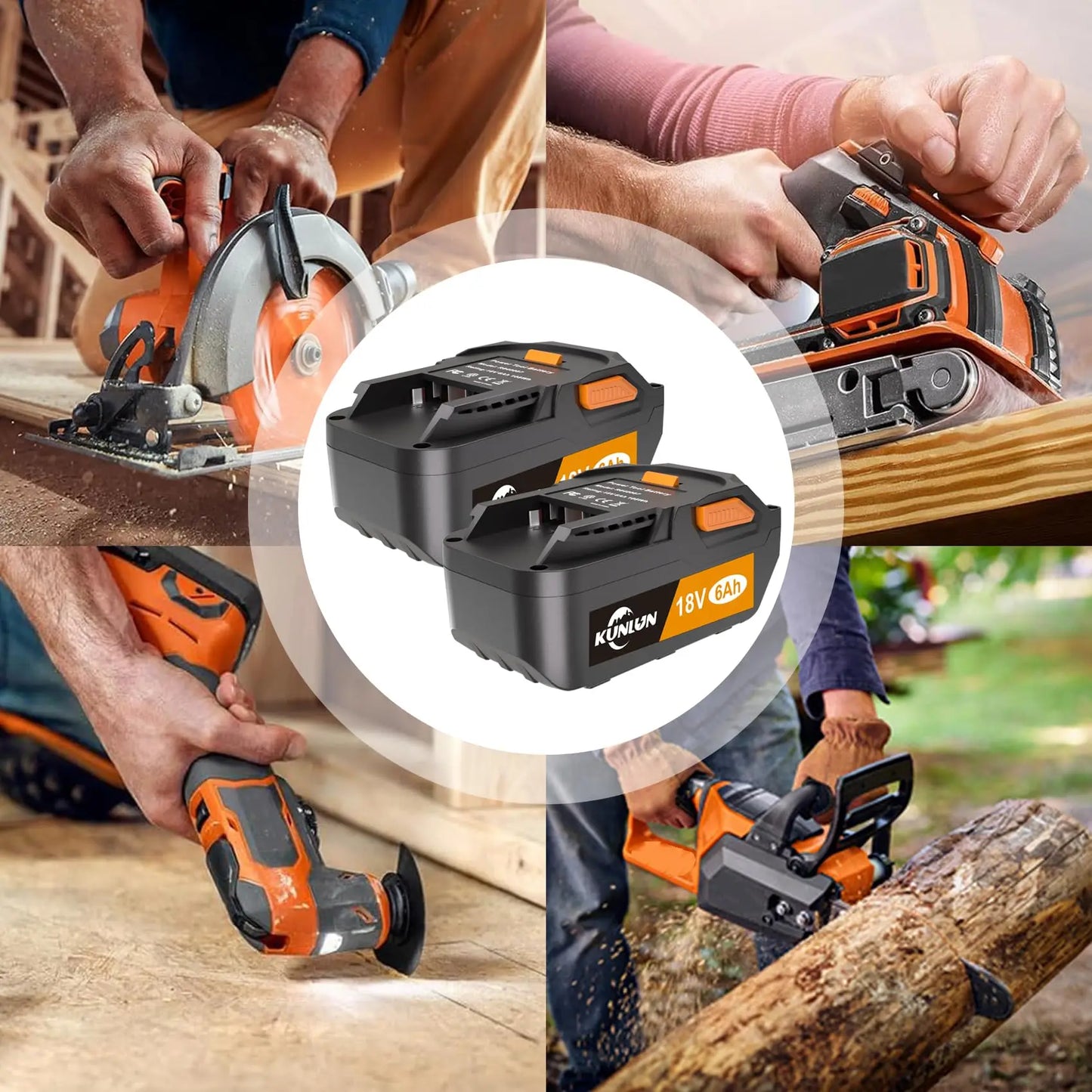 2 Pack 6Ah 18V Replacement Battery and Charger Combo Compatible for Ridgid 18V Battery for Ridgid Tools R840087 R840083 R840086