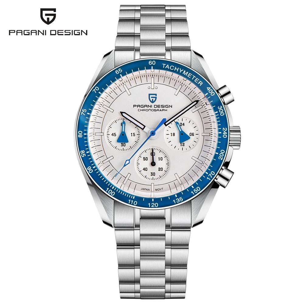 PAGANI DESIGN 2026 New Moon Watch Retro Quartz Watches For Men Stainless steel Luminous waterproof Luxury Sport Chronograph Man