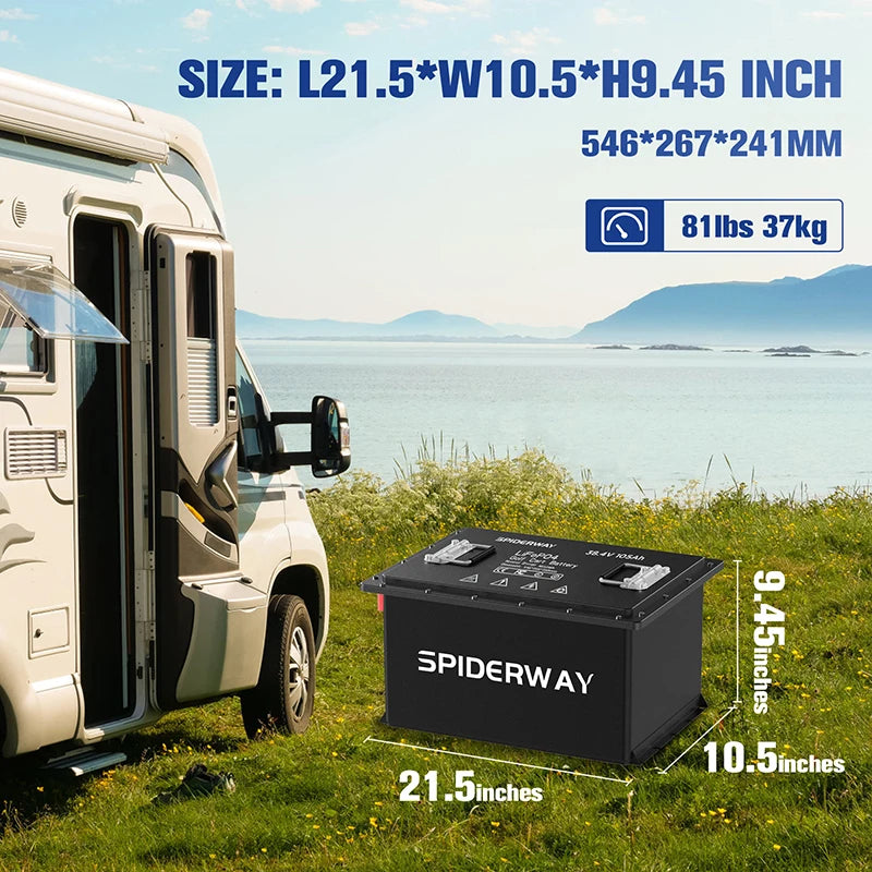 SpiderWay 36V 105Ah LiFePO4 Golf Cart Battery and Charger