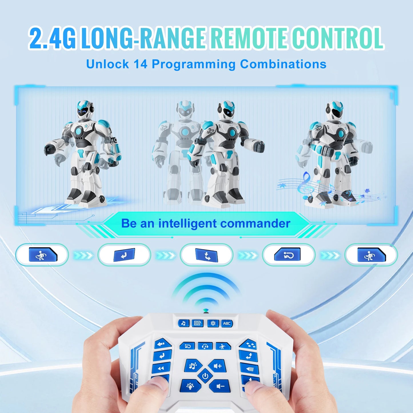 SucceBuy RC Robot Toys Mechanical Combat Police Early Education Intelligent Robot Electric Singing Children's Birthday Gift