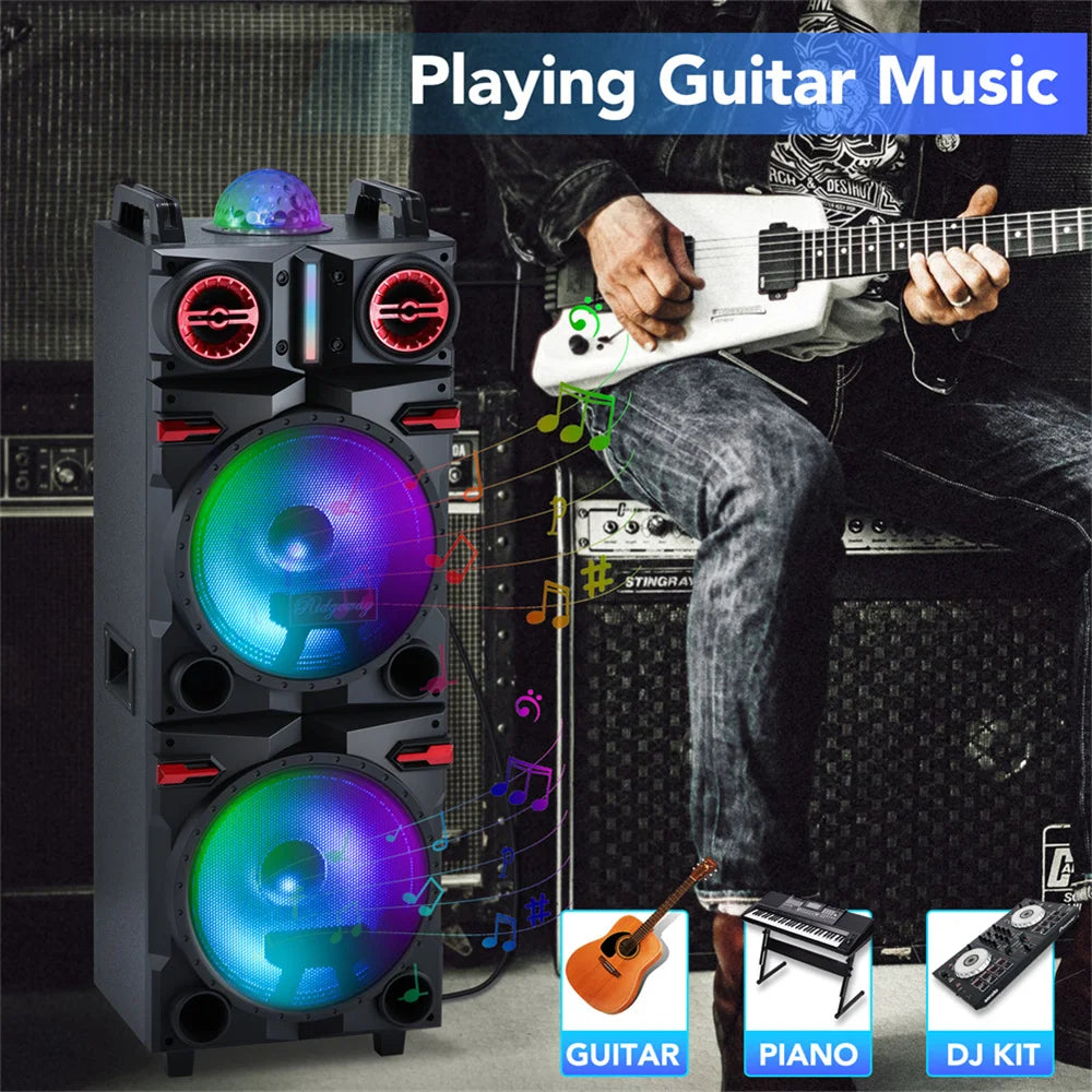 CURUK 9000W Portable Bluetooth Speaker Dual Subwoofer Led Light