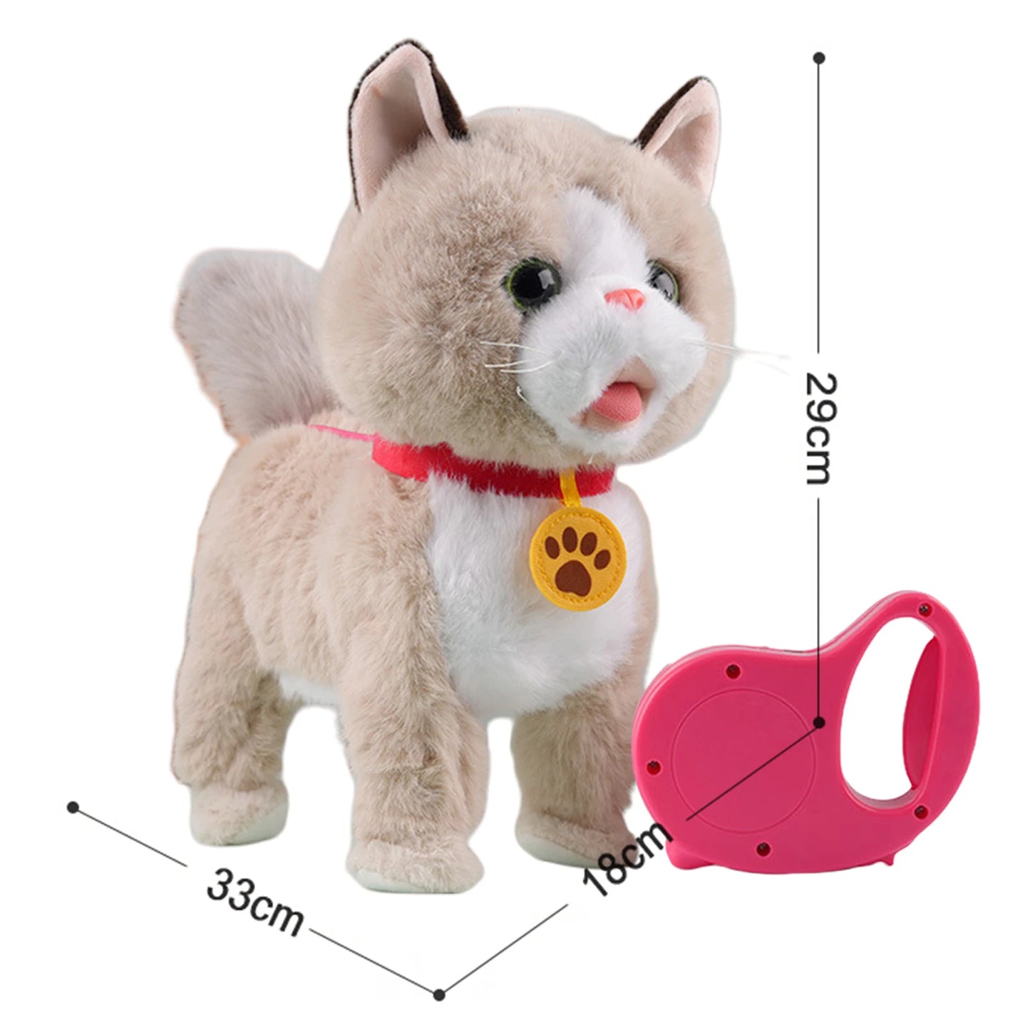 Leash Electric Walking Dog Toy Lifelike Interactive Plush Animal Toy- Licking Motion,Voice Mimicking,Remote Control for Age 4 Up