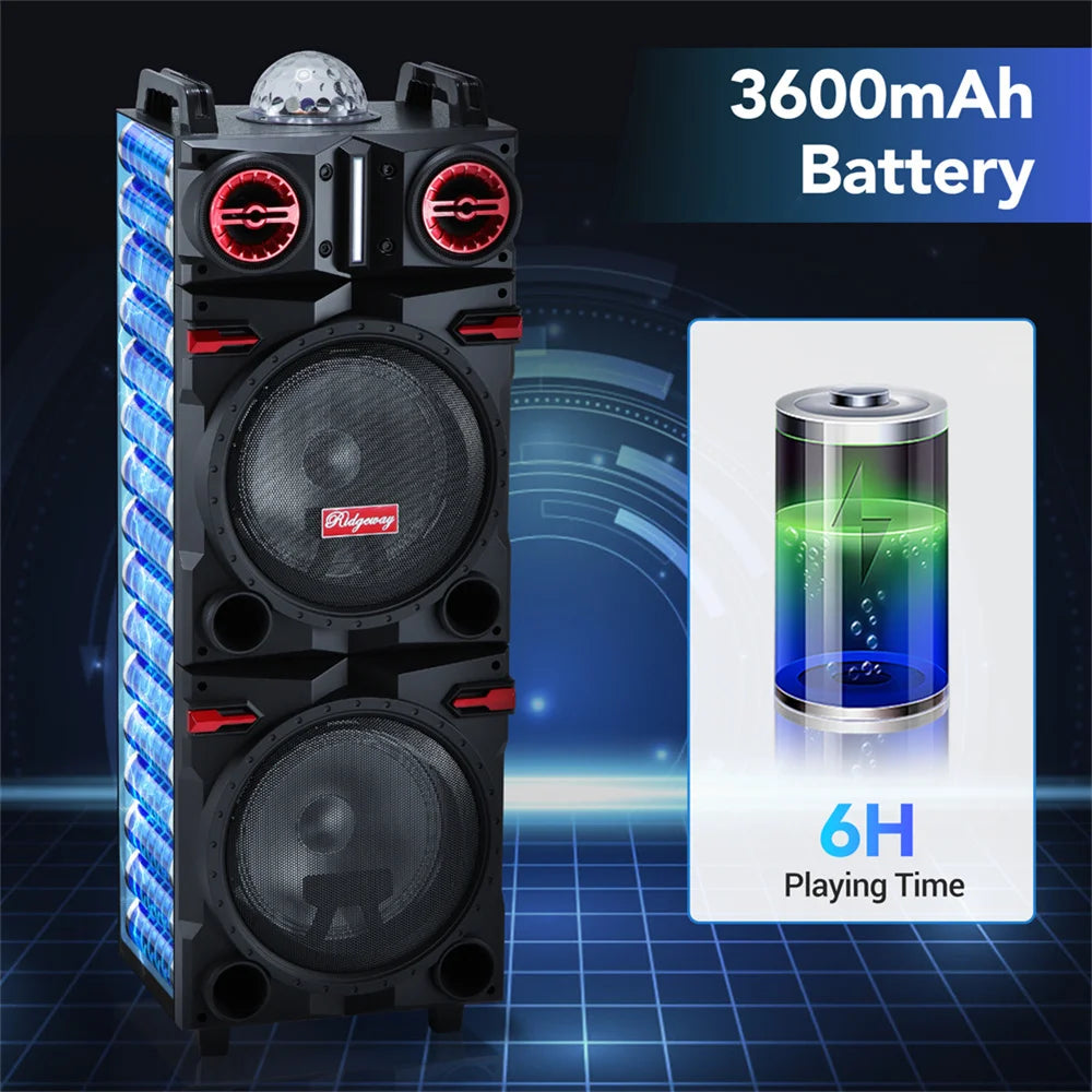 CURUK 9000W Portable Bluetooth Speaker Dual Subwoofer Led Light