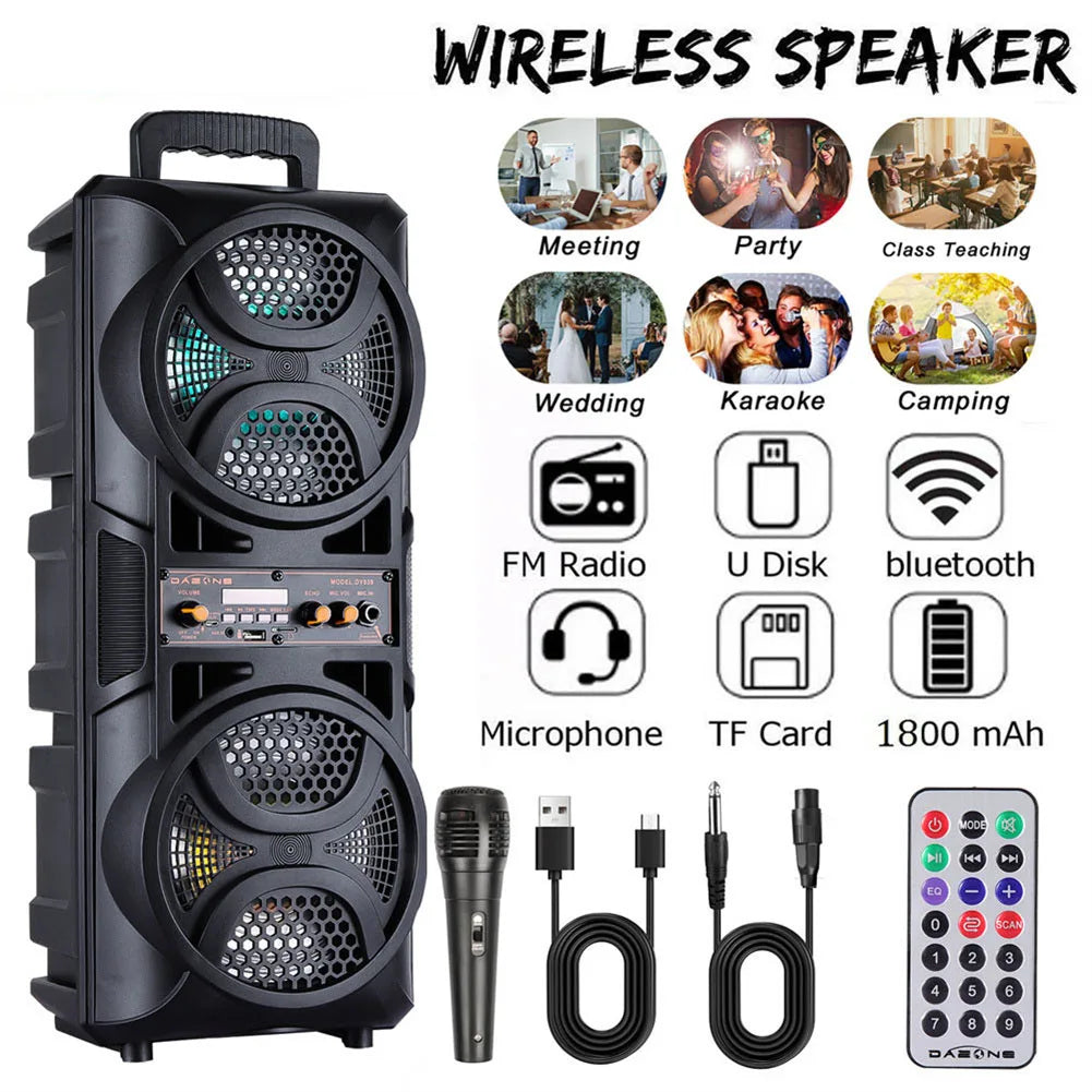 CURUK 3000W Portable Bluetooth Speaker With Subwoofer Karaoke Mic