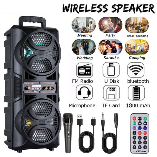 CURUK 3000W Portable Bluetooth Speaker With Subwoofer Karaoke Mic