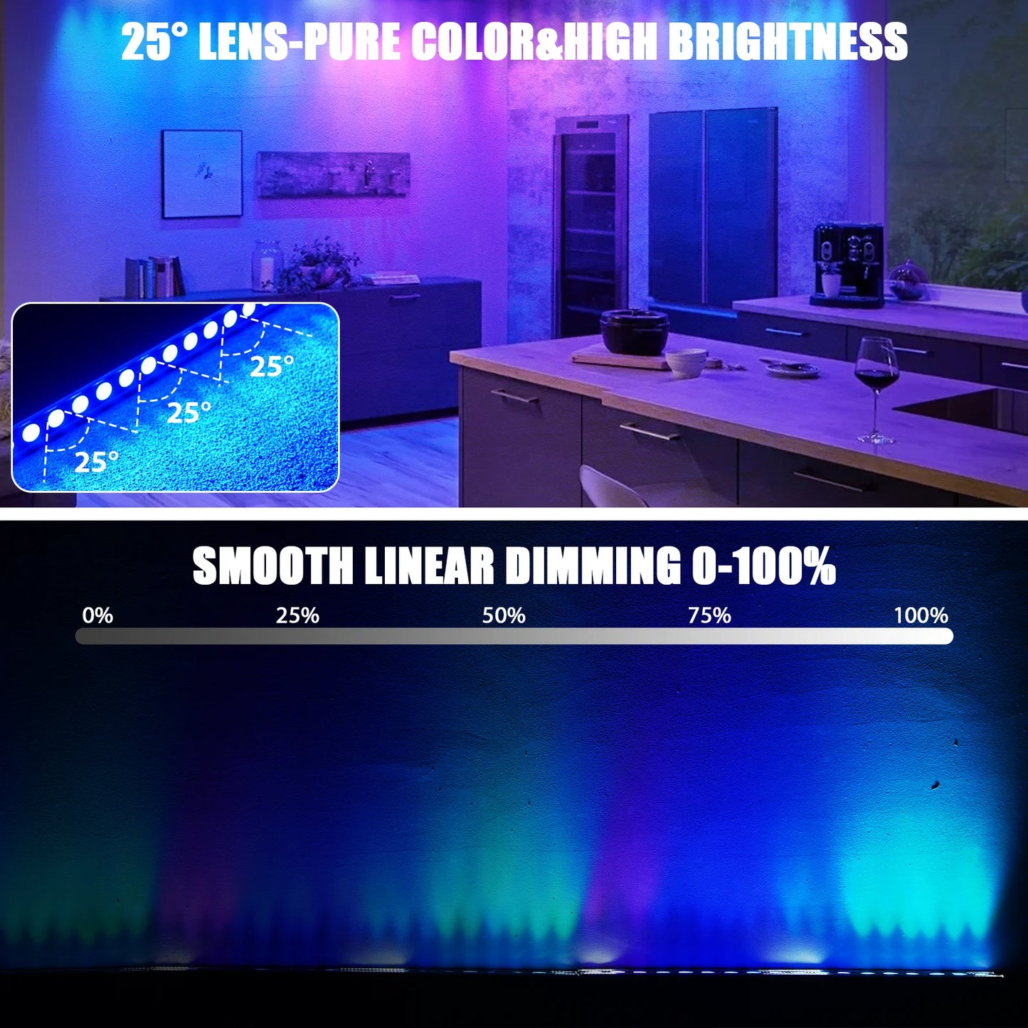 U'King 1/2/4Pcs 120W Wall Washer Lights 18X8W RGBW LED Stage Light Bar With White Fill Lighting For Wedding Party KTV Club Event