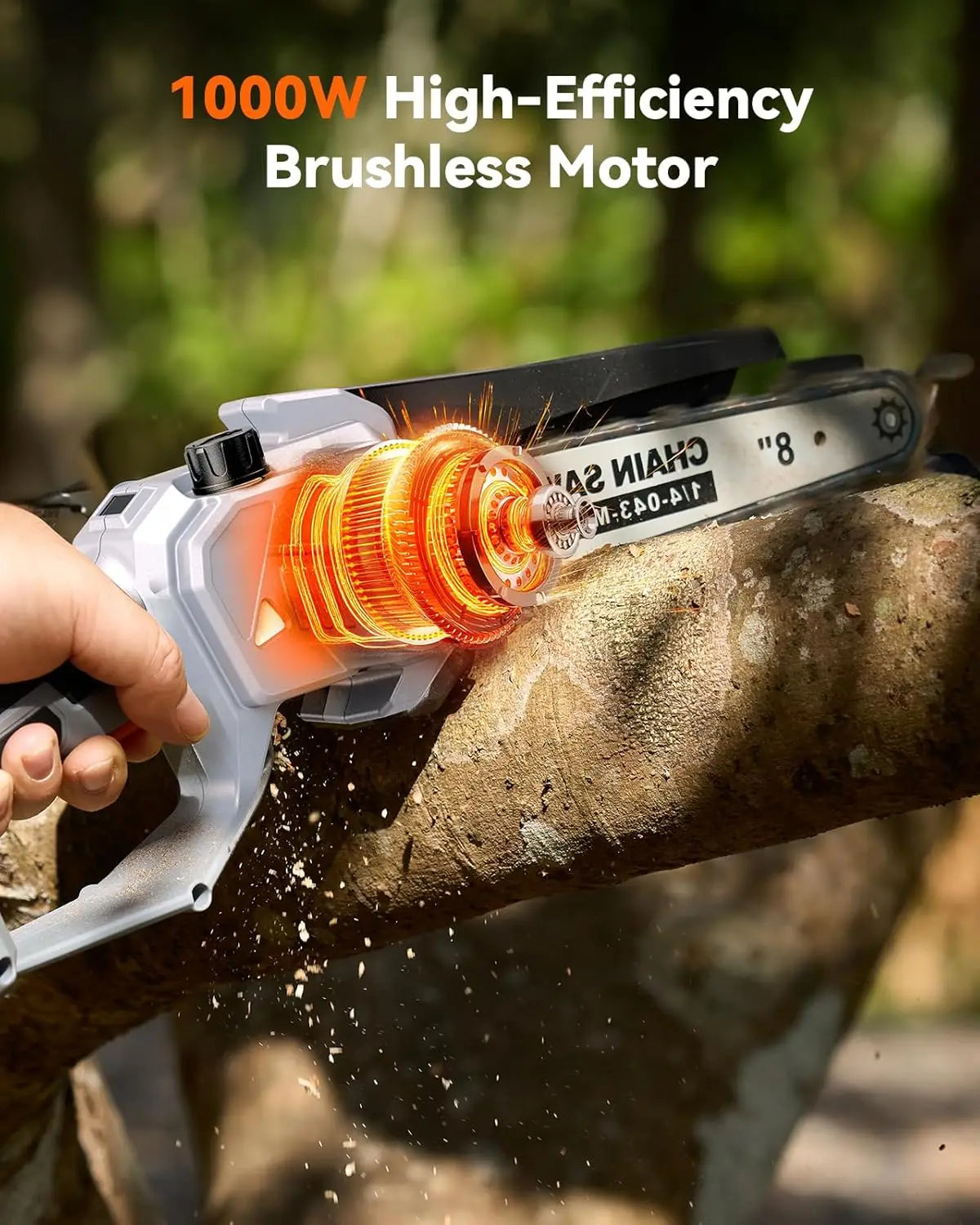 TaskStar 8-inch Electric Saw 2 2.0Ah Batteries Powered Portable Cordless Power Chainsaw For Branches Tree Trimming Wood Cutting