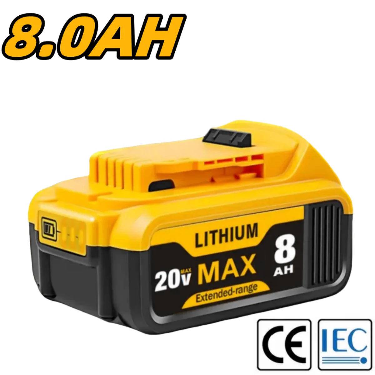 8.0Ah 20V Lithium-Ion Replacement Batteries for Dewalt Cordless Tools - Compatible with DCB200, DCB205, DCB206 & More