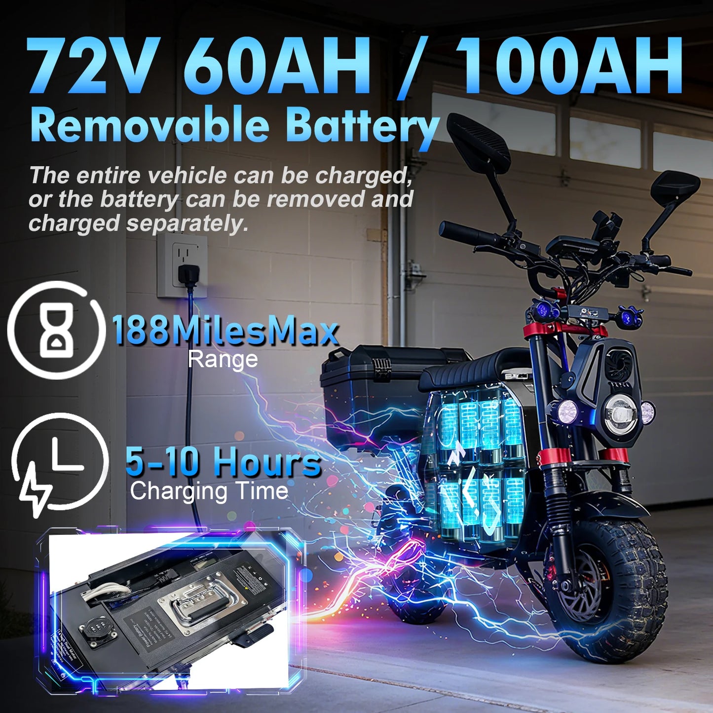 FLJ Scooter F14 72V 12000W Electric Scooter With Removable Battery