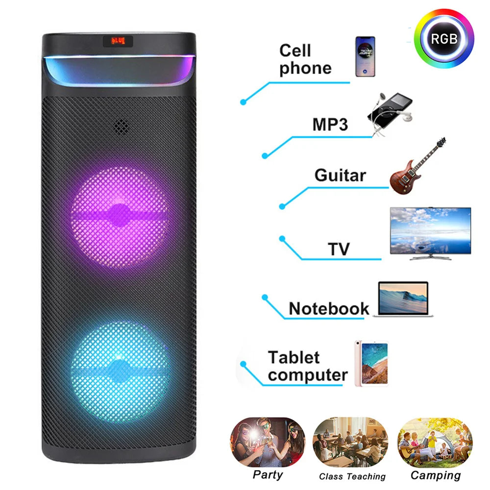 CURUK 3000W Dual Portable Bluetooth Party Speaker Subwoofer