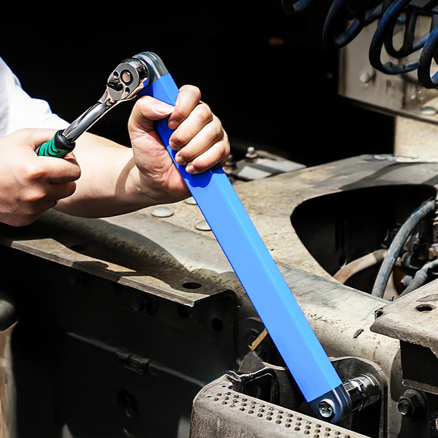 Double Head Ratchet Wrench Adjustable Extension Tool 39cm Carbon Steel Professional Quick Release for Tight Spaces Repair