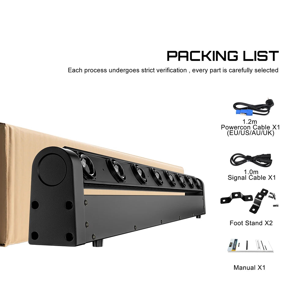 SHEHDS 8x12w Beam Moving Head RGBW 4in1 Bar Light For DJ Disco Wedding Party Stage Light Effect Professional DMX 512 Stage Light