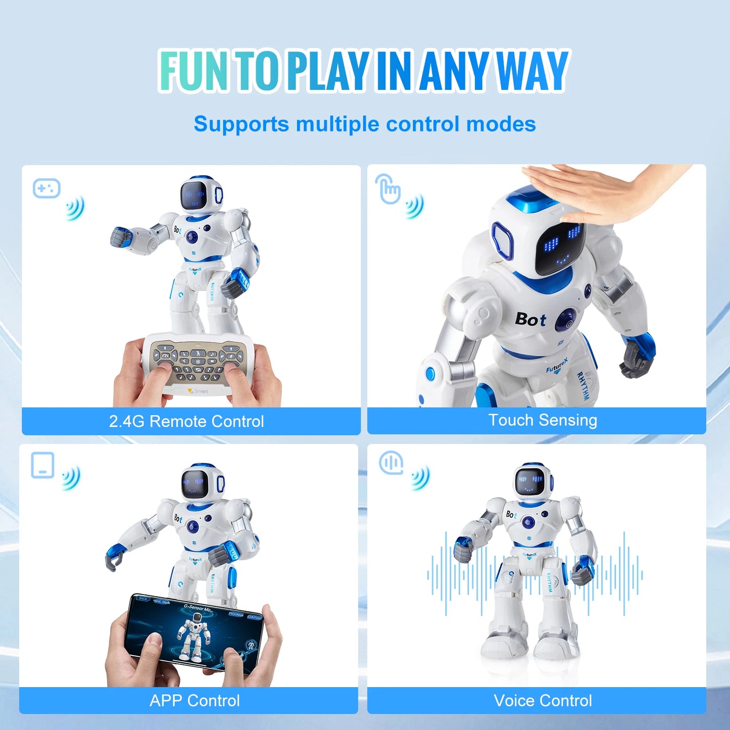 SucceBuy RC Robot Early Education Intelligent APP Remote Control Robot Electric Sing Dancing for Children's Toys Birthday Gifts