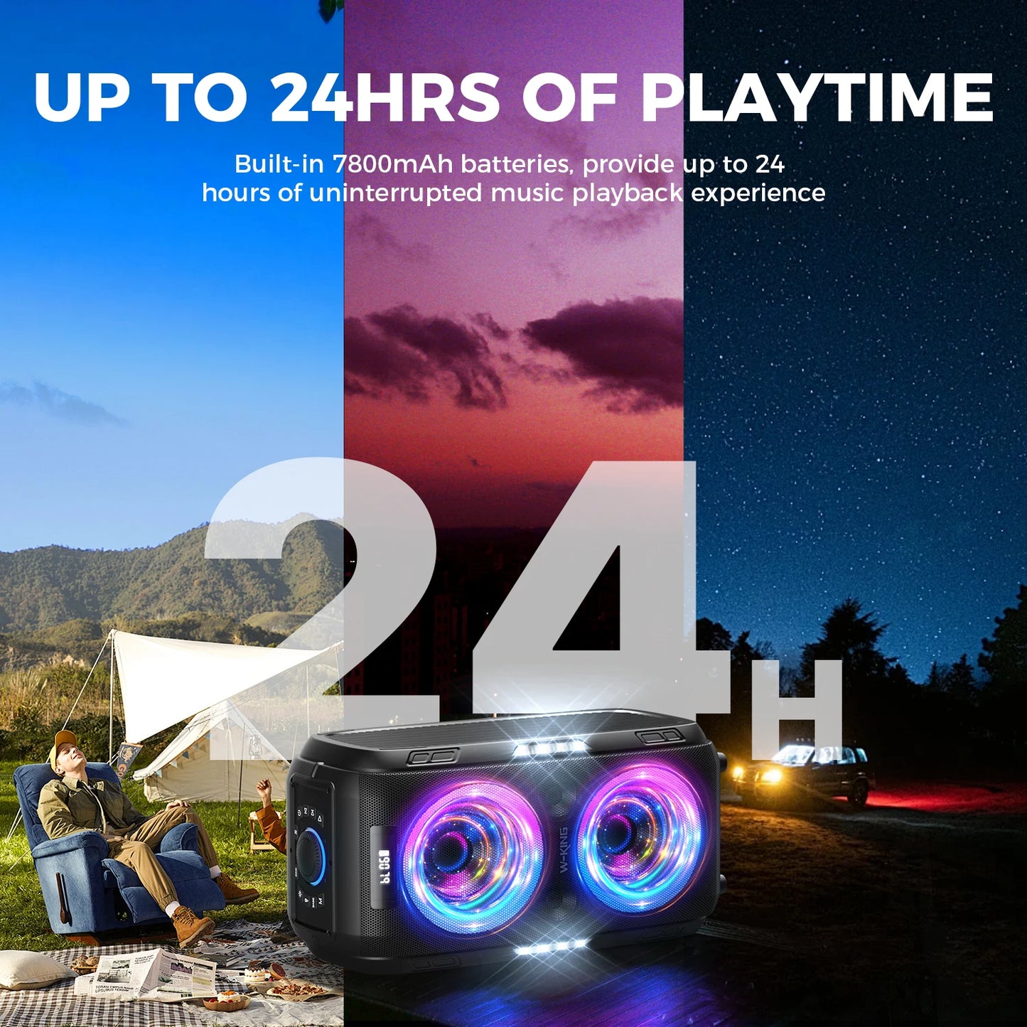 W King 250W Peak Bluetooth Speaker Boombox With Massive Bass