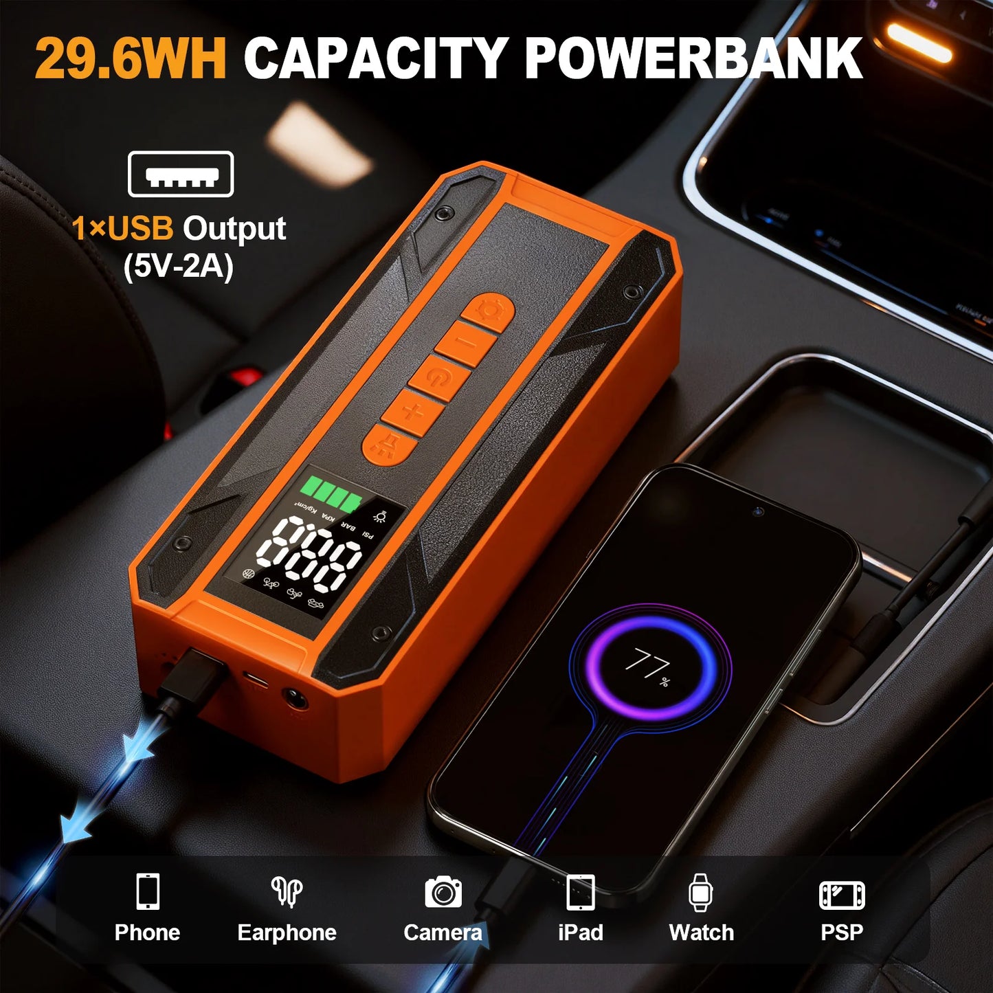 SBAOH 3000A Jump Starter And 150 PSI Cordless Air Pump