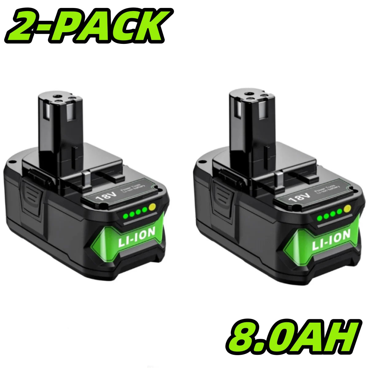 1/2/4PACK P108 Replacement Battery 8.0Ah 18V | High Capacity 8000mAh | For Ryobi 18 Volt ONE Plus | Replace Ryobi 18V P102 P103