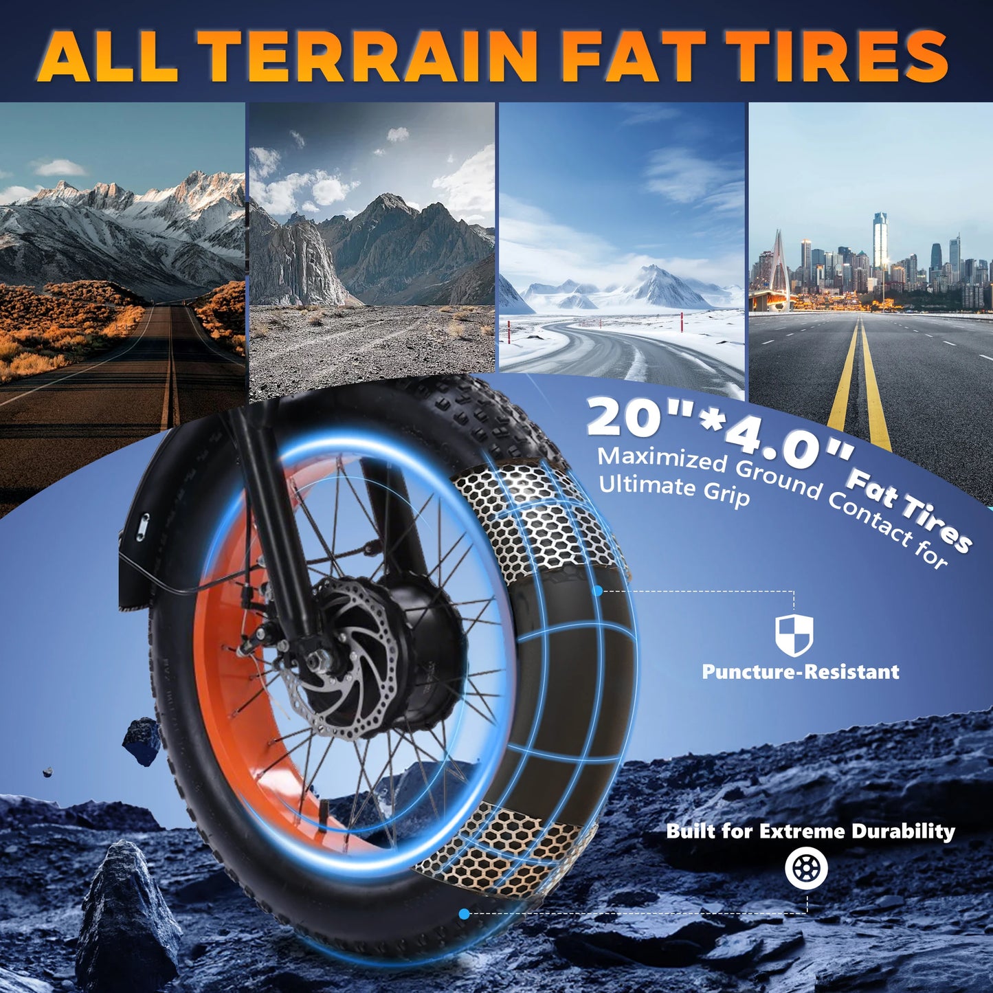 PEAK 1000W Foldable Electric Trike for Adults 50-Mile Range 48V 15AH Removable Battery&7-Speed Gearing 20"X4.4"Fat Tire Tricycle