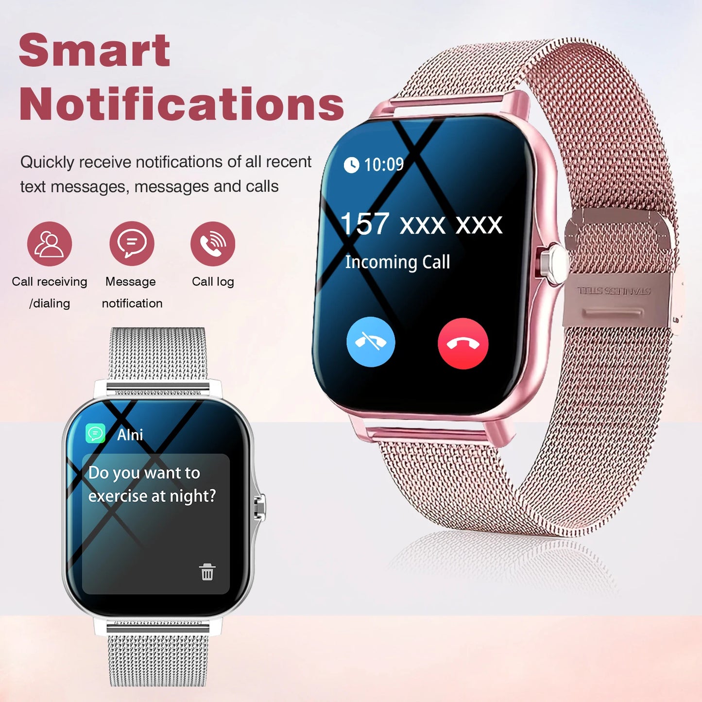 Odelettevcy Smartwatch With Phone Calling Multisport Modes Message Alerts