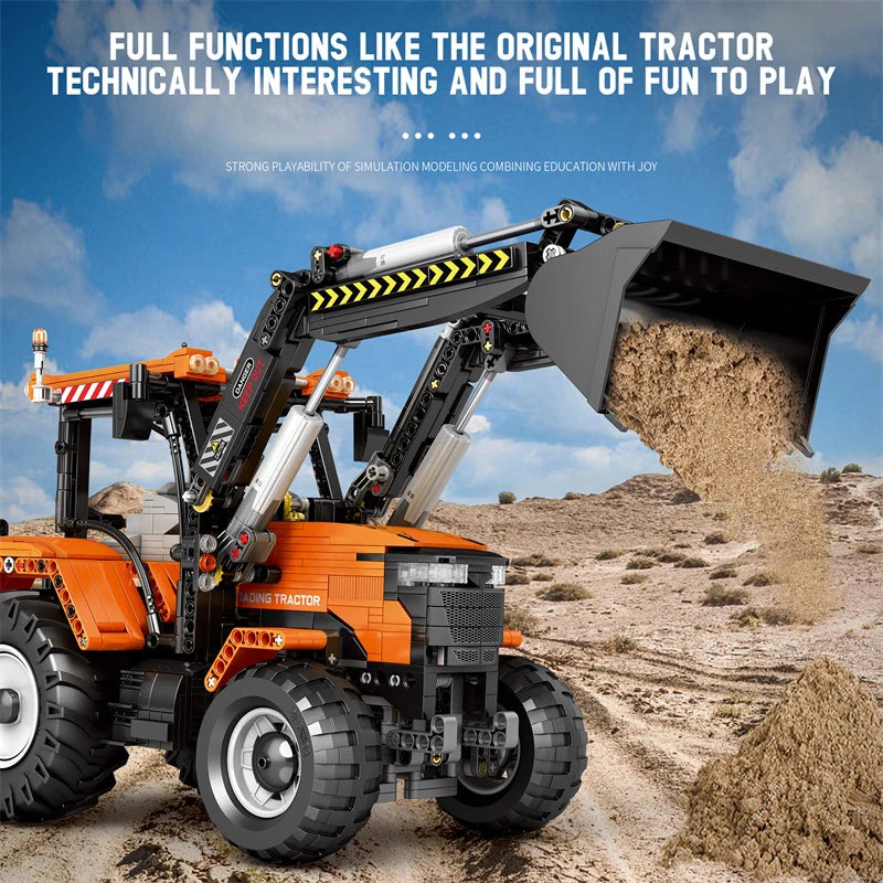 Loading Tractor Building Set for Adult w/Remote Control, Architectural Model Kit, STEM Engineering Building Toy for Teen,1496pcs